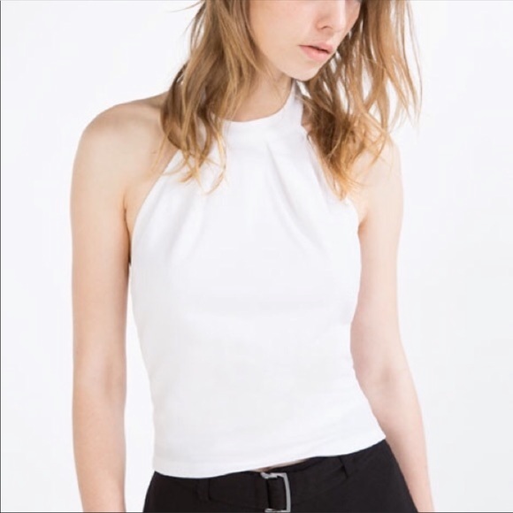 white halter neck top